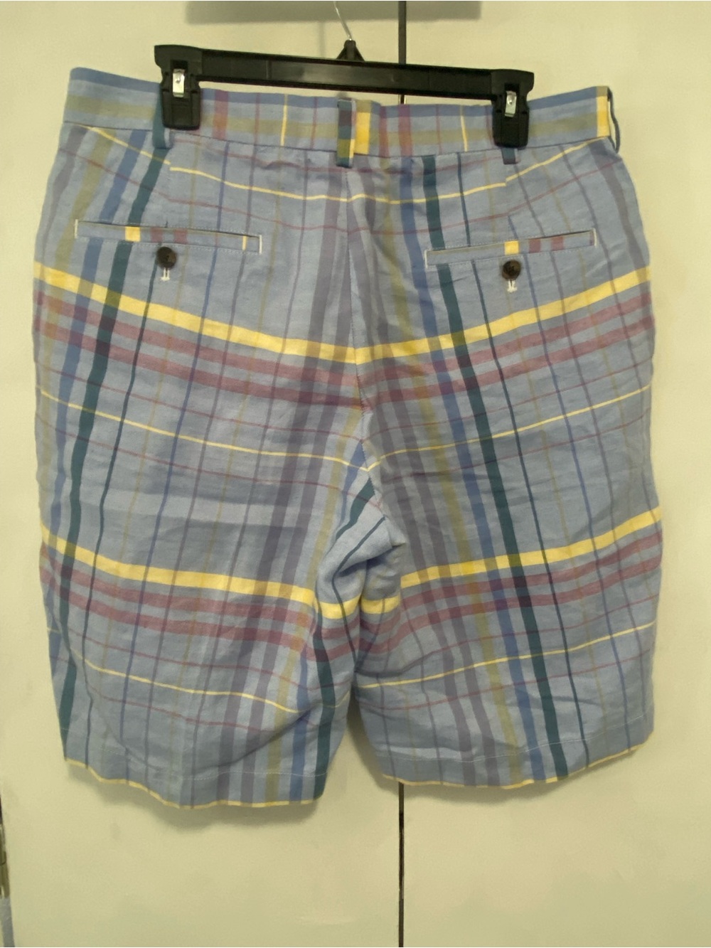 Brooks Brothers Baird McNutt Irish Linen Cotton Light Blue Plaid Shorts 36 - Picture 3 of 12